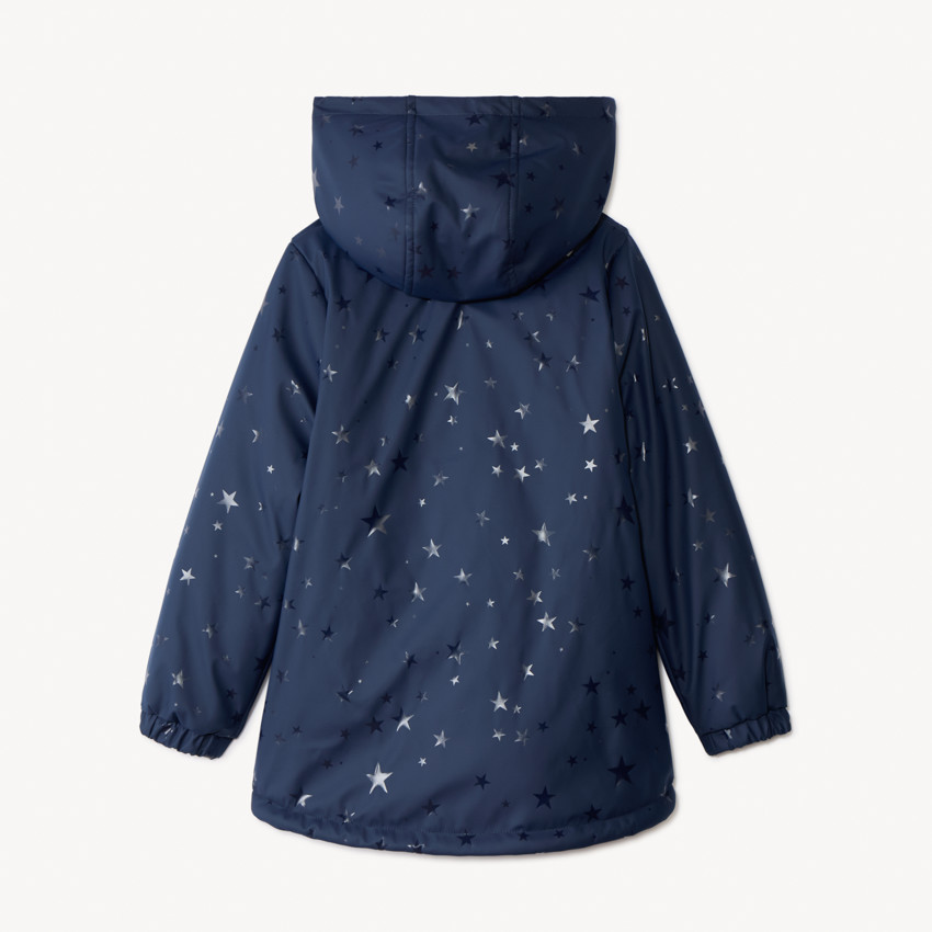Parka gomme imprimé étoile et doublé sherpa pour fille 
