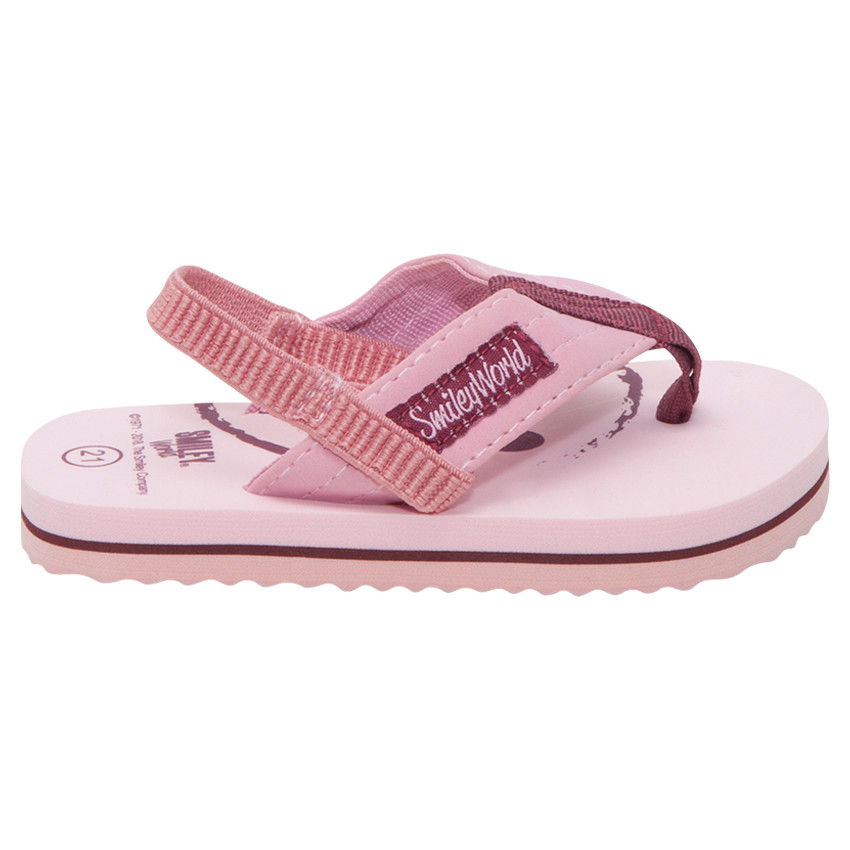 Tongs à large bride et lanière élastiquée Smiley 