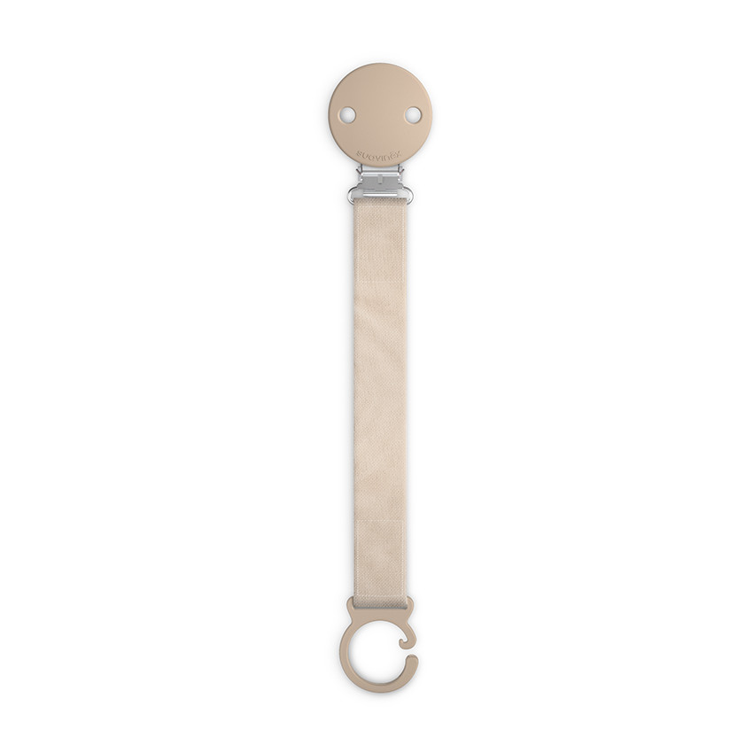 Suspenders à tétines en ruban de tissu beige clair 