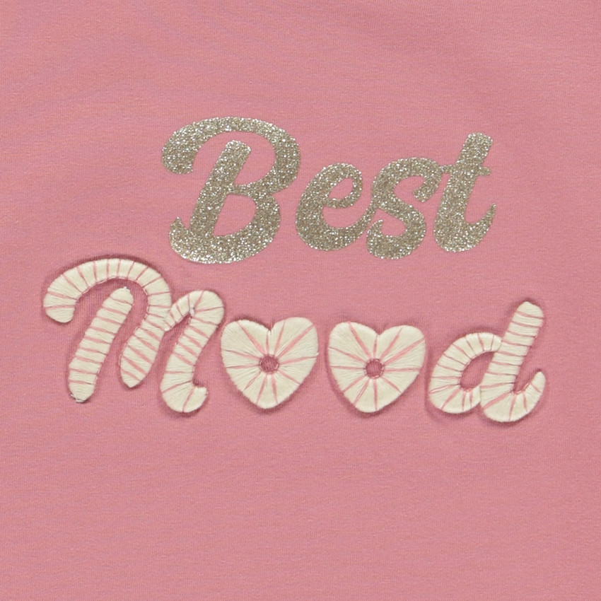 T-shirt manches longues à broderie 3D et paillettes pour fille 