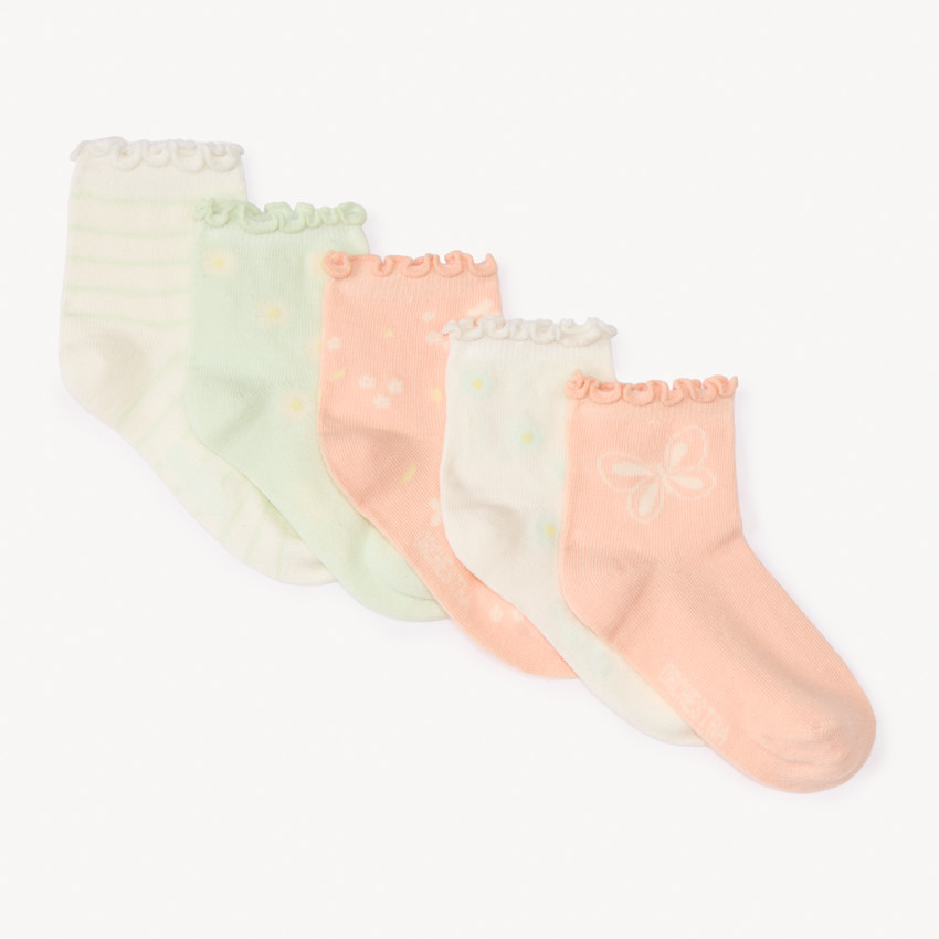 Lot de 5 paires de chaussettes effet ondulé pour fille