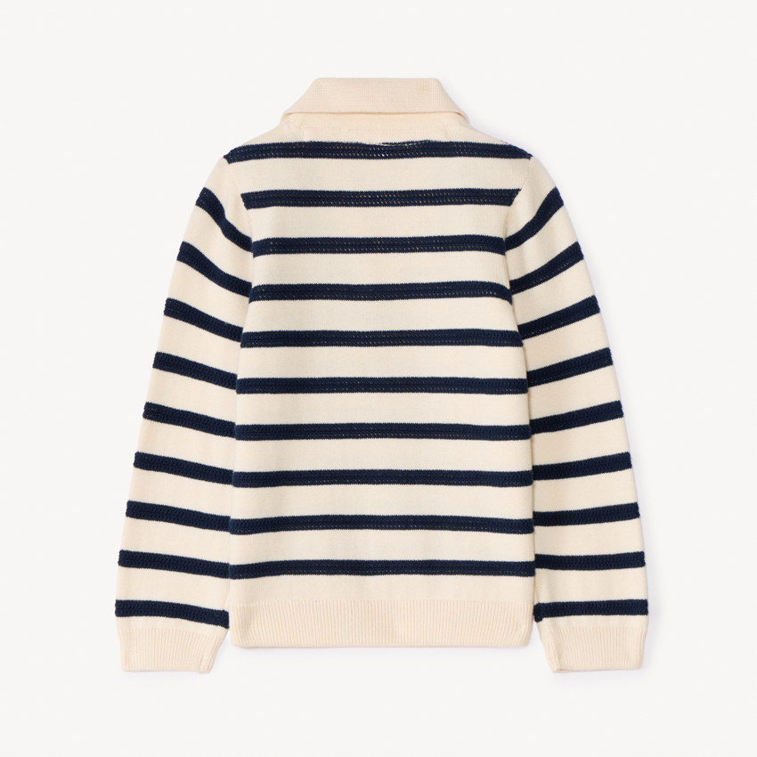 Pull en tricot rayé à col polo pour bébé garçon 