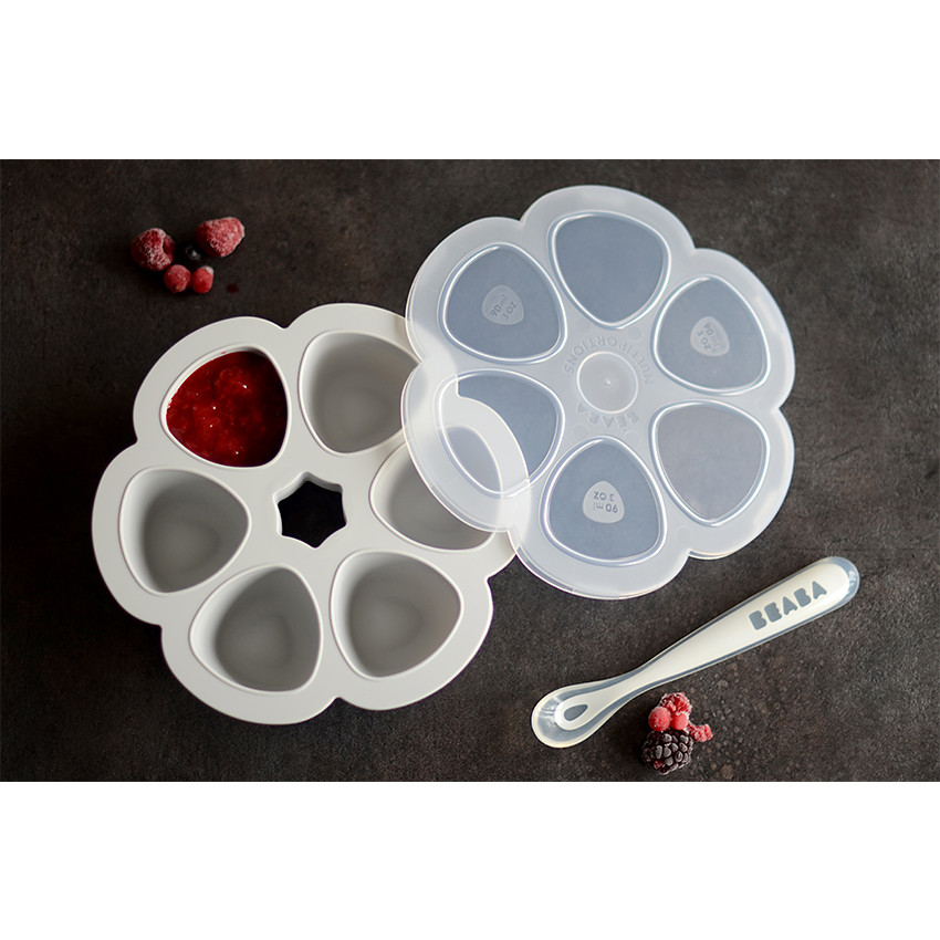 Pots de conservation multi-portions silicone 6x90 ml - Gris - Gris (Béaba) - Image 5