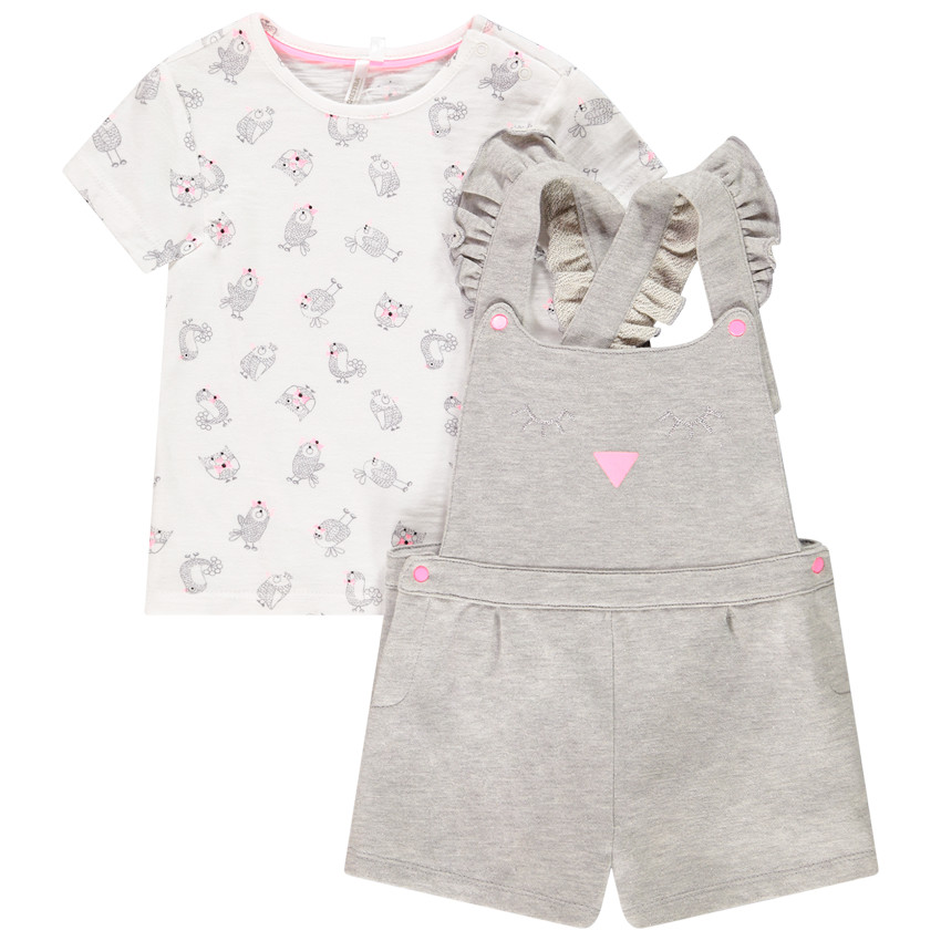 Ensemble 2 pièces t-shirt et salopette pour bébé fille