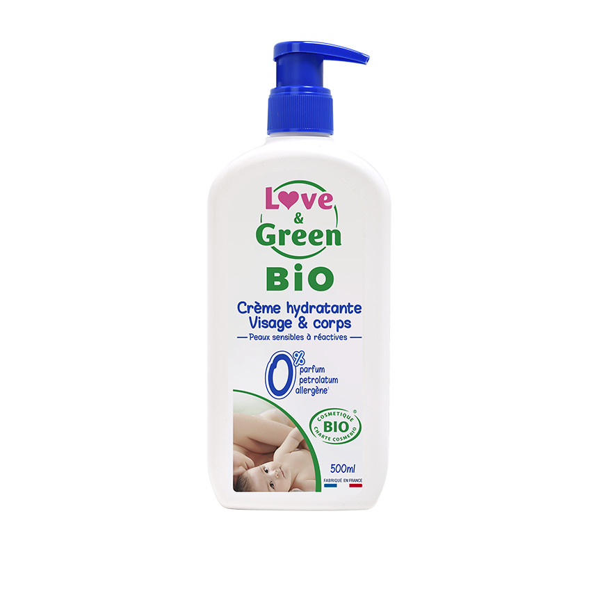 Crème hydratante visage et corps bébé bio - 500ml