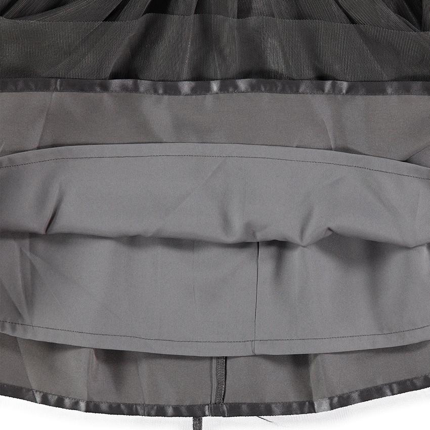 Robe grise sans manches bi-matière avec couronne brodée et galon doré 