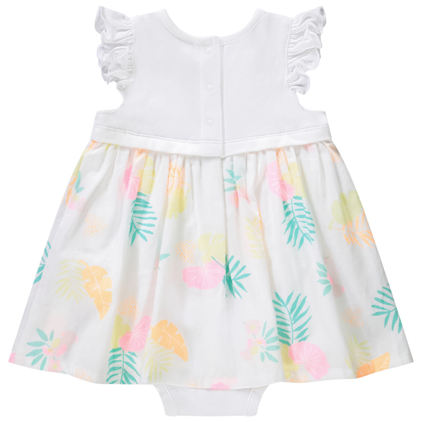 Robe body effet 2 en 1 imprimé feuillage pour bébé fille 
