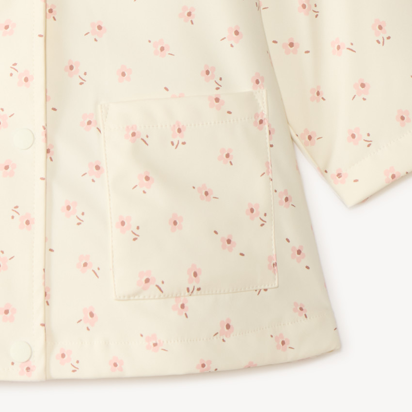 Parka gomme à capuche imprimé fleurs pour bébé fille 