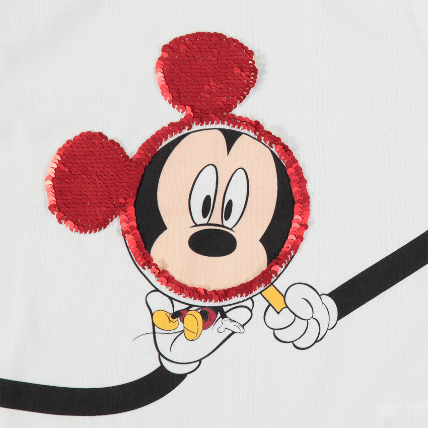 T-shirt manches longues en jersey print Mickey Disney et sequins magiques 