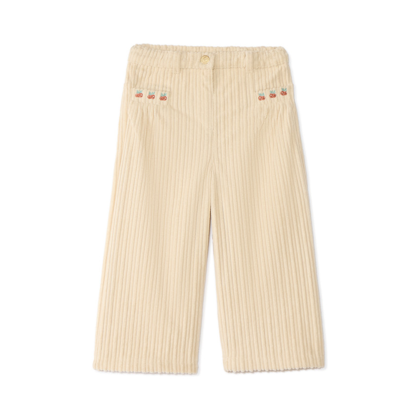Pantalon en velours côtelé bébé fille motif fruits