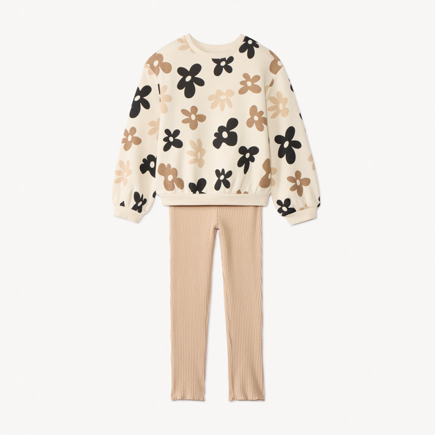 Ensemble 2 pièces avec sweat imprimé fleurs pour fille 