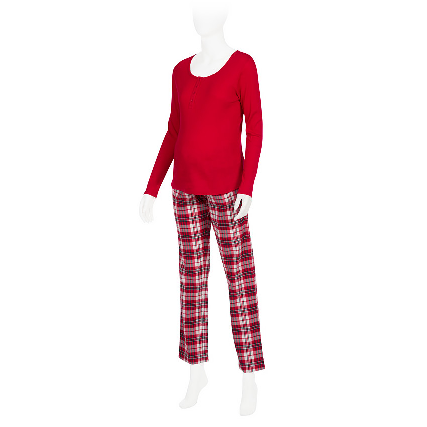 Pyjama de grossesse et d'allaitement bi-matière