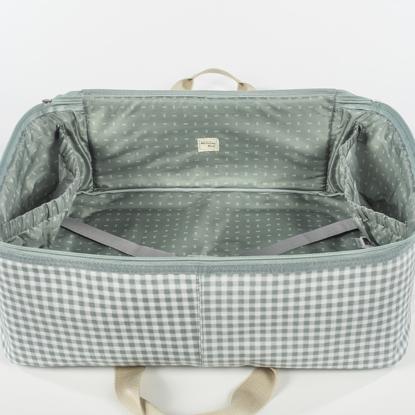 Valise bébé de maternité à carreaux I Love Vichy vert 