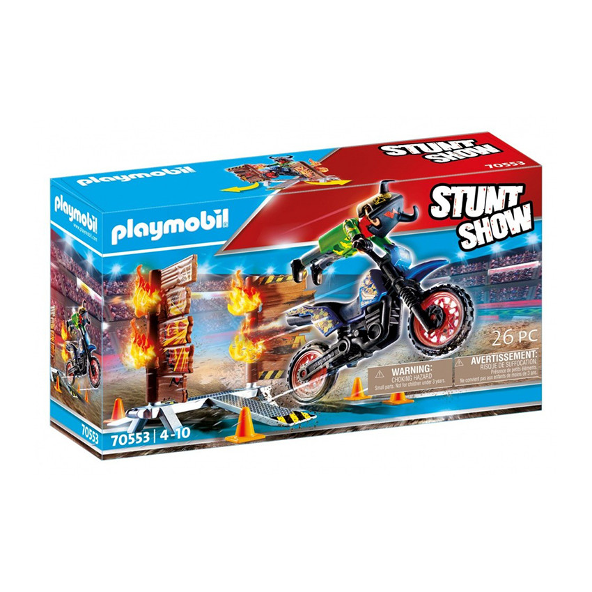 Jouet Stuntshow pilote de moto et mur de feu 