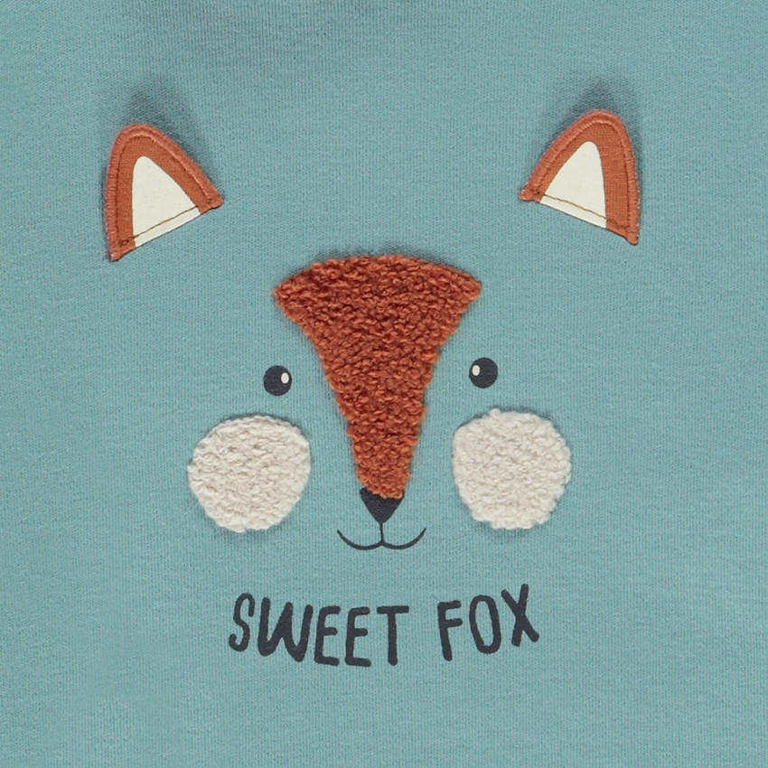 Sous-pull col cheminée en coton print renard pour bébé garçon 