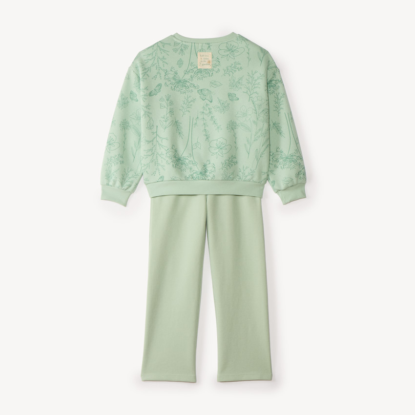 Ensemble de jogging fille en molleton gratté imprimé fleurs 
