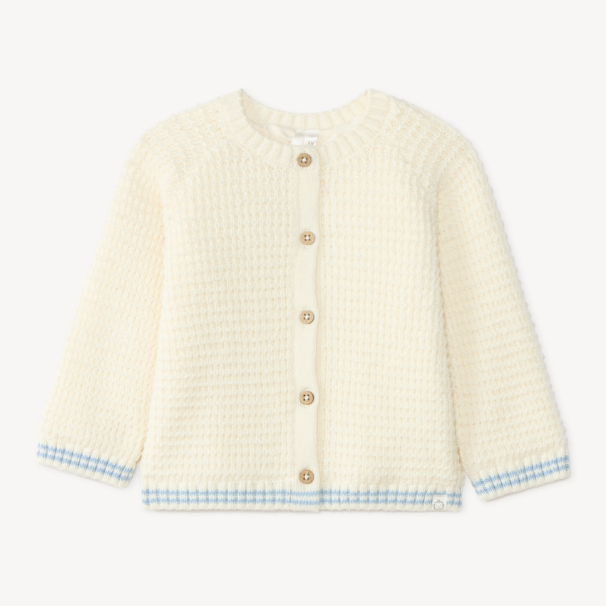 Gilet bébé garçon en tricot fantaisie nid d’abeille