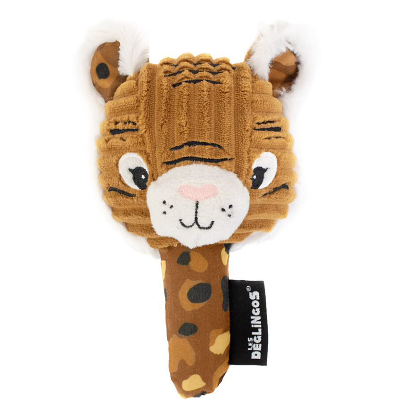 Hochet Spéculos le Tigre avec miroir d'éveil - Marron 