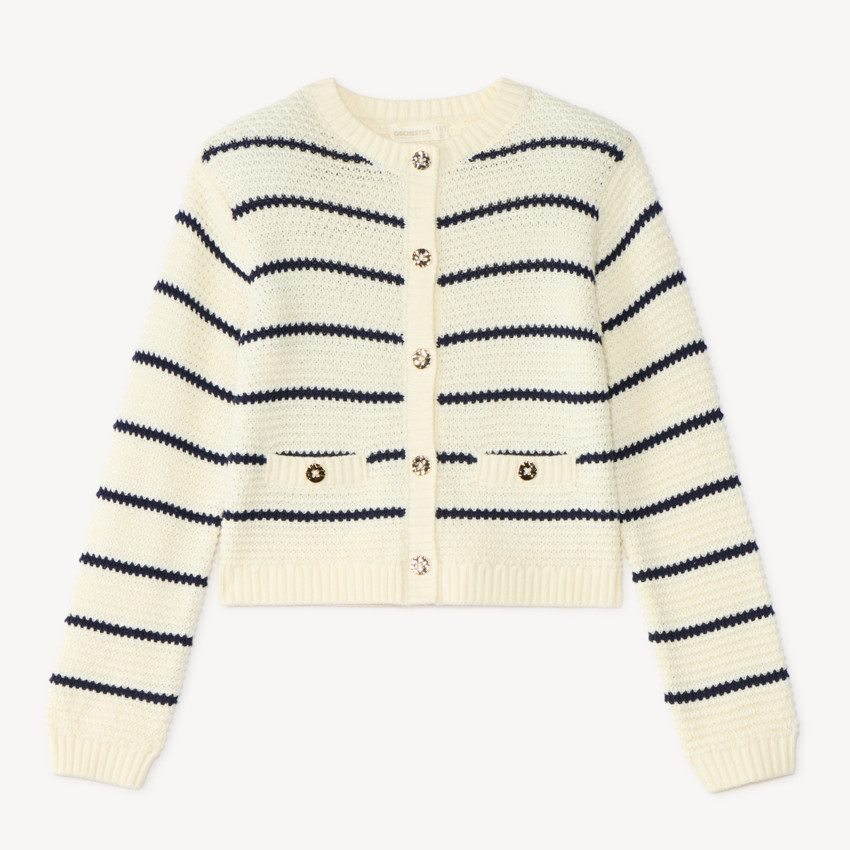 Gilet en tricot rayé fille 