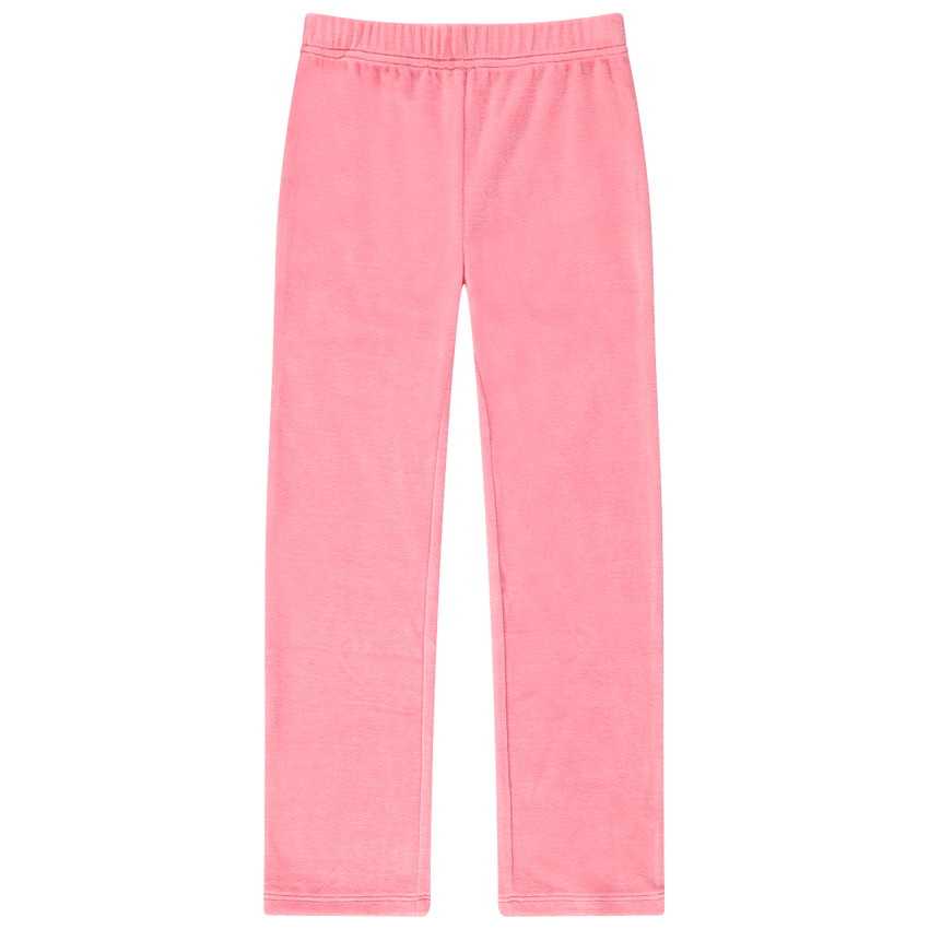 Pyjama en velours avec message printé et bas uni rose. 
