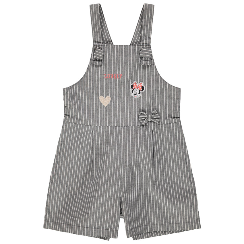 Salopette courte à rayures verticales détails Minnie Disney 