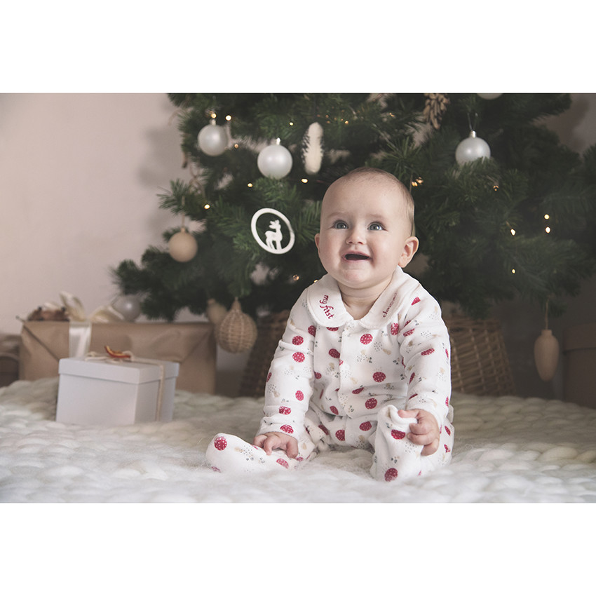 Dors-bien de Noël en velours pour bébé fille 