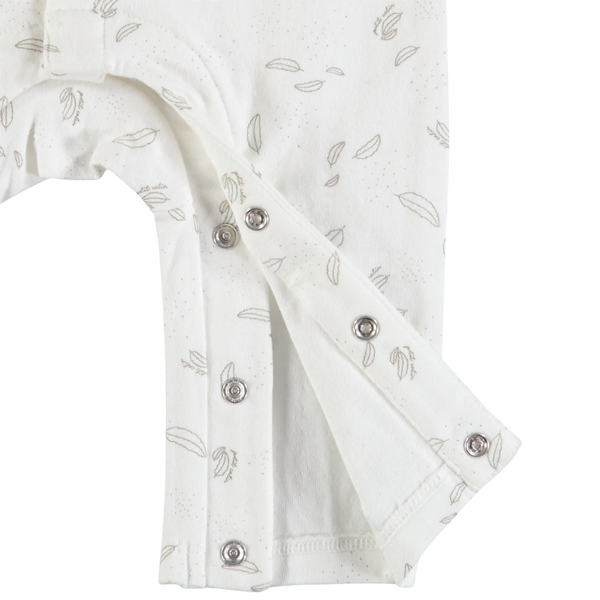 Combinaison longue à motifs plumes all-over en coton bio 