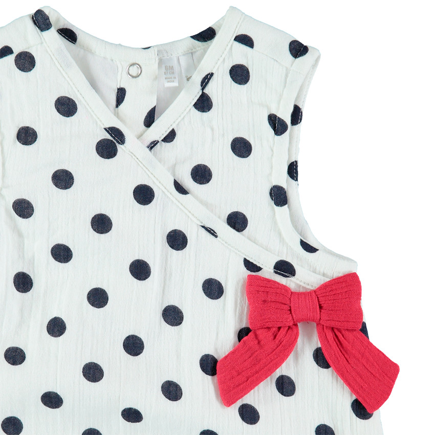 Body à pois et col croisé à noeud  