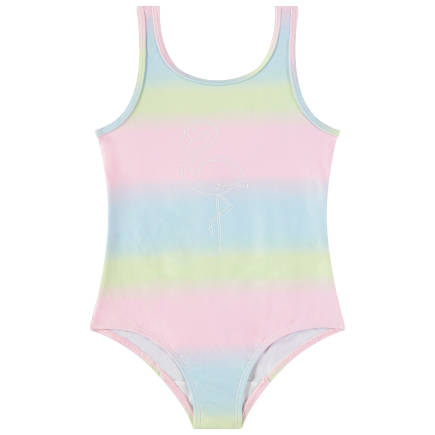 Maillot de bain 1 pièce effet tie and dye print flamant rose 