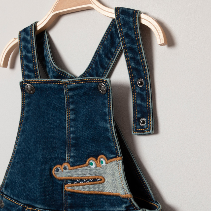 Salopette longue en jean effet used 