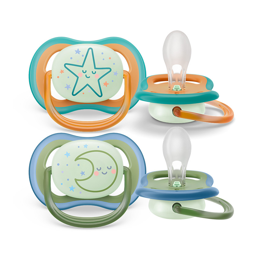 Lot de 2 sucettes Ultra Air Nighttime phosphorescente 18M+ 