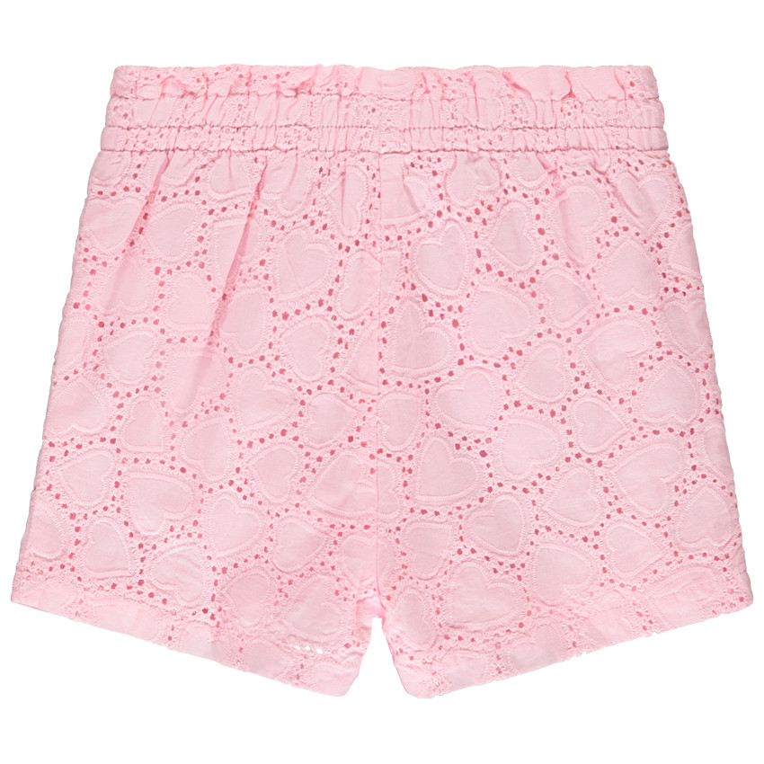 Short uni en broderie anglaise et nœud fantaisie pour bébé fille  