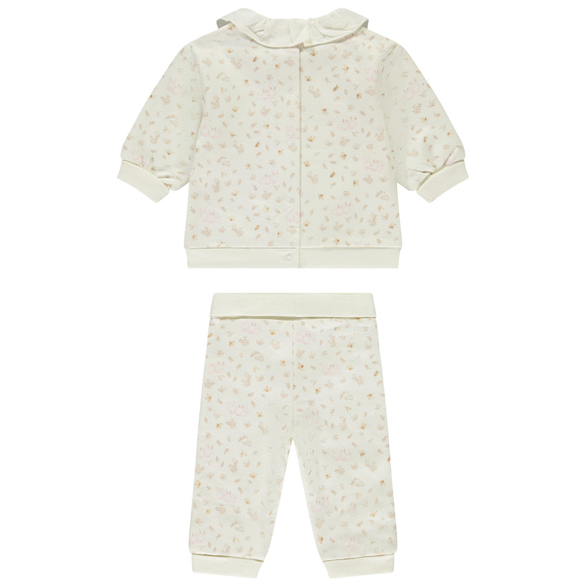 Ensemble pull à col volanté + bas imprimé fantaisie pour bébé fille 