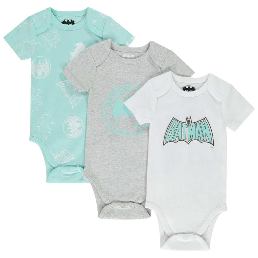 Lot de 3 bodies manches courtes Batman Warner pour bébé garçon