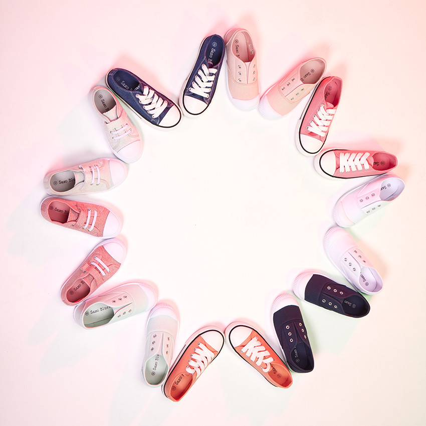 Baskets basses en toile corail avec lacets pour fille 