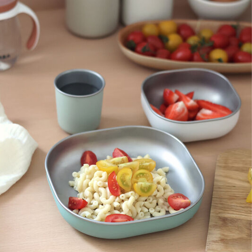 Coffret repas en inox 3 pièces sage green - Vert (Beaba) - Image 3