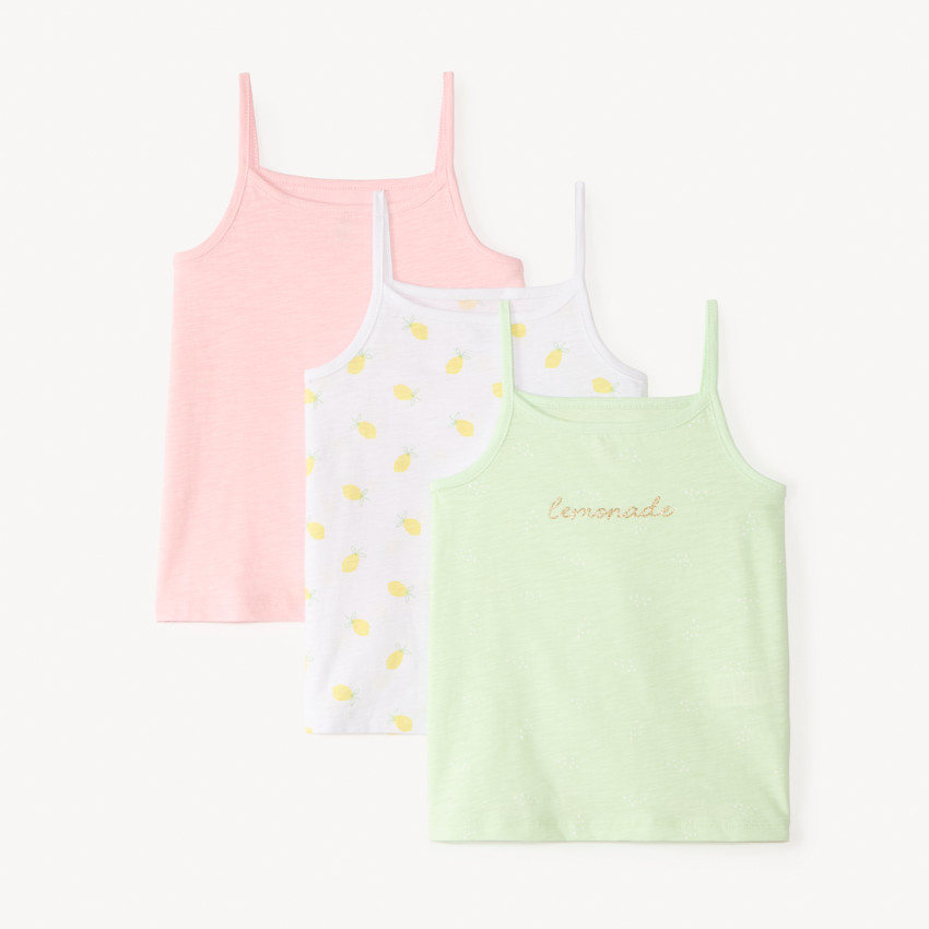 Lot de 3 débardeurs à bretelles fantaisie pour fille