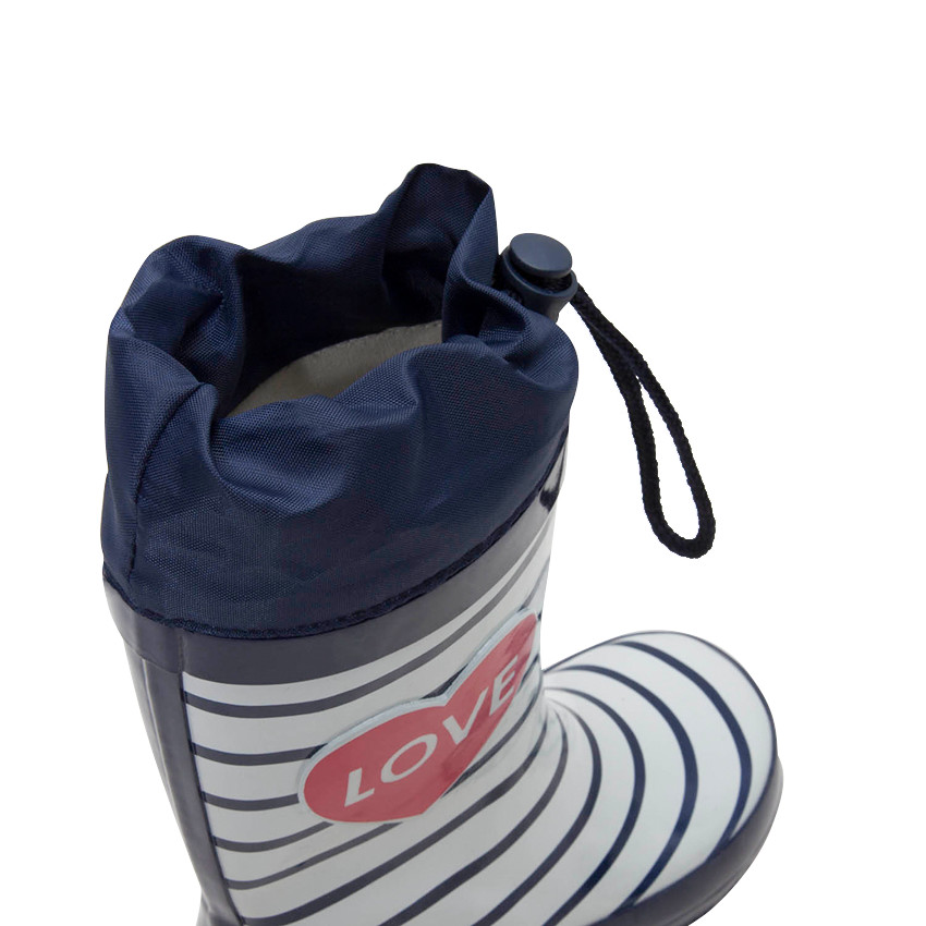 Bottes de pluie rayées en caoutchouc avec col imperméable print coeur du 24 au 27 
