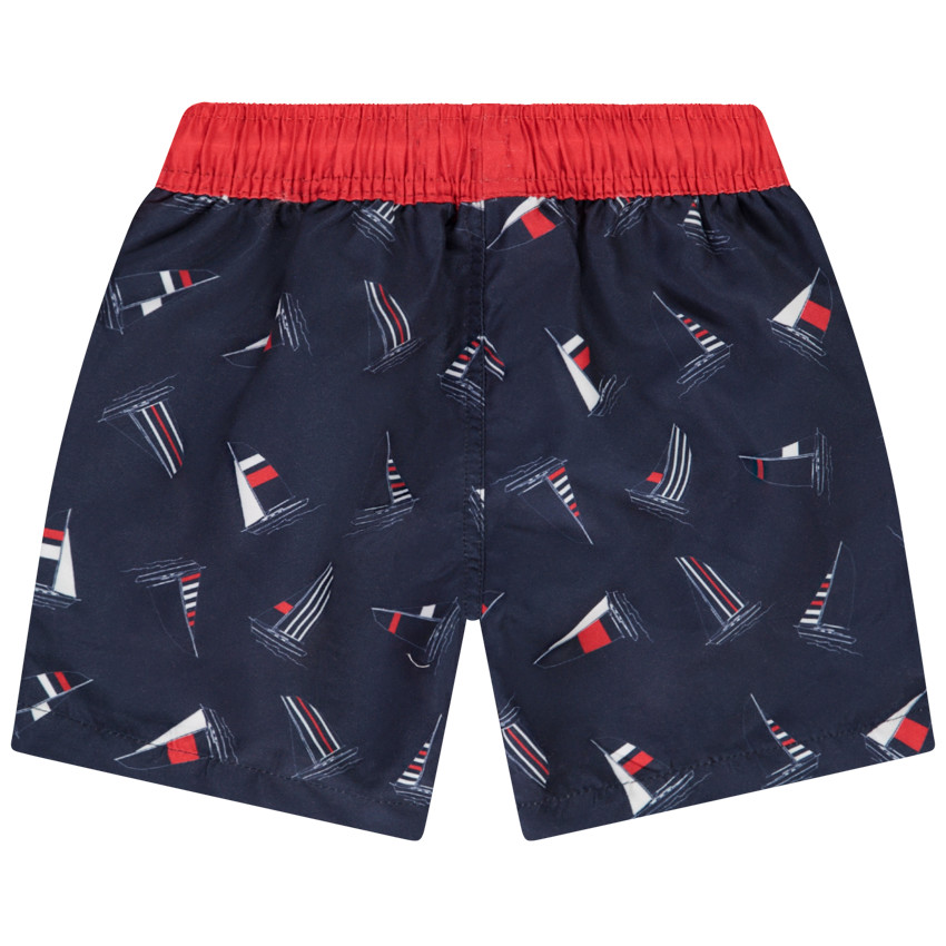 Short de bain microfibre imprimé voiliers pour garçon 