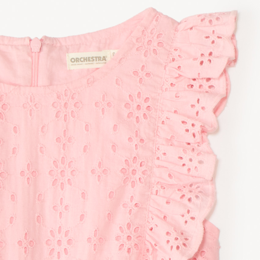 Combishort en broderie anglaise avec volants pour fille 