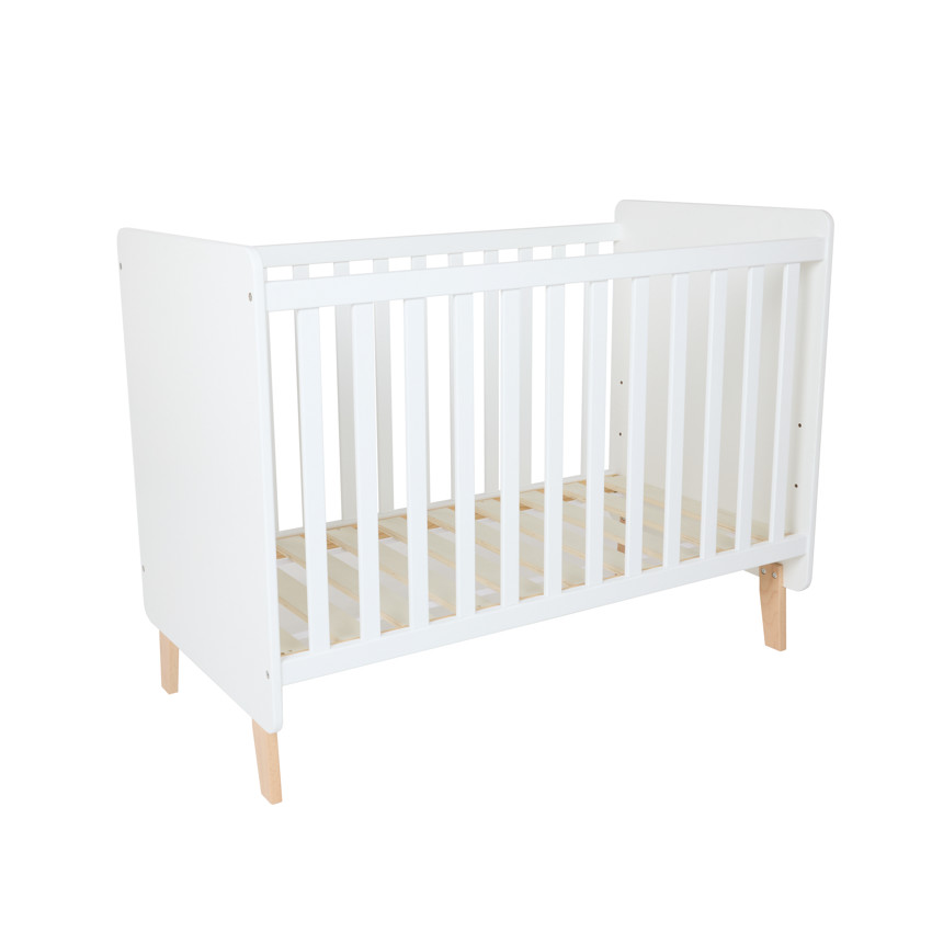 Lit de bébé à barreaux en bois blanc Noah 2.0 60x120 cm 