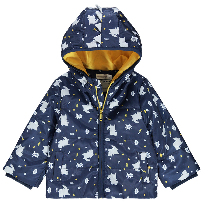 Parka à capuche imprimée dinosaures all-over 