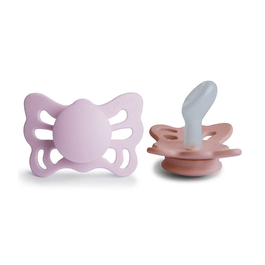 Lot de 2 sucettes silicone T1 Butterfly soft lilac/peach 