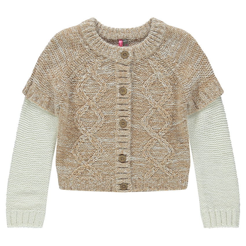 Gilet en tricot chiné effet double manche 