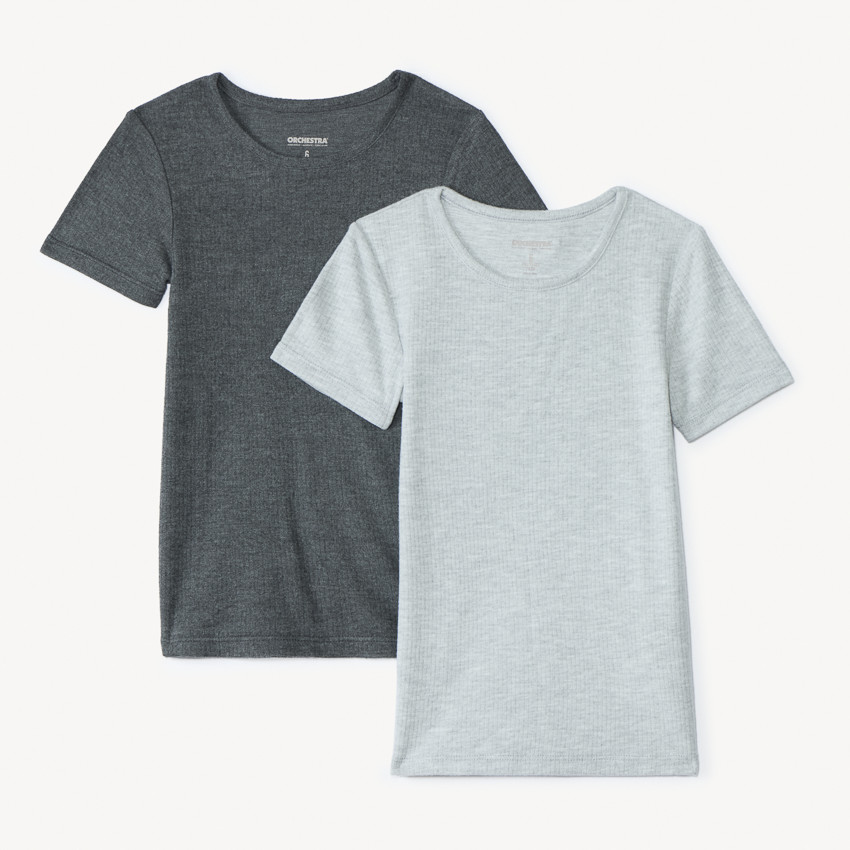 Lot de 2 maillots de corps manches courtes thermiques pour garçon - Gris