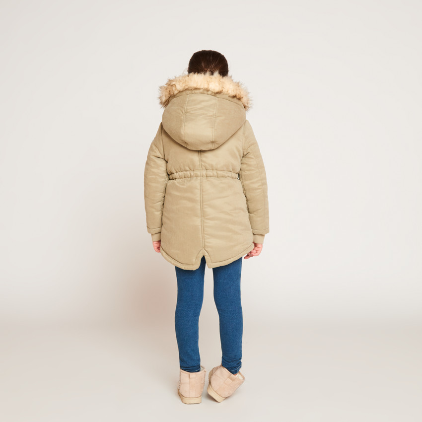 Parka déperlante à capuche effet fourrure pour fille 