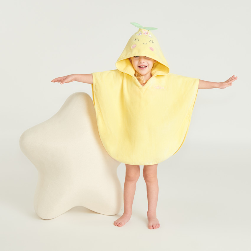 Cape de bain ludique en forme de citron pour bébé fille