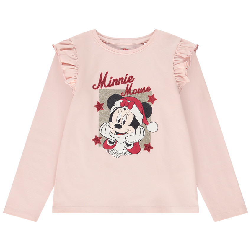 T-shirt manches longues glitter print Minnie Disney pour fille