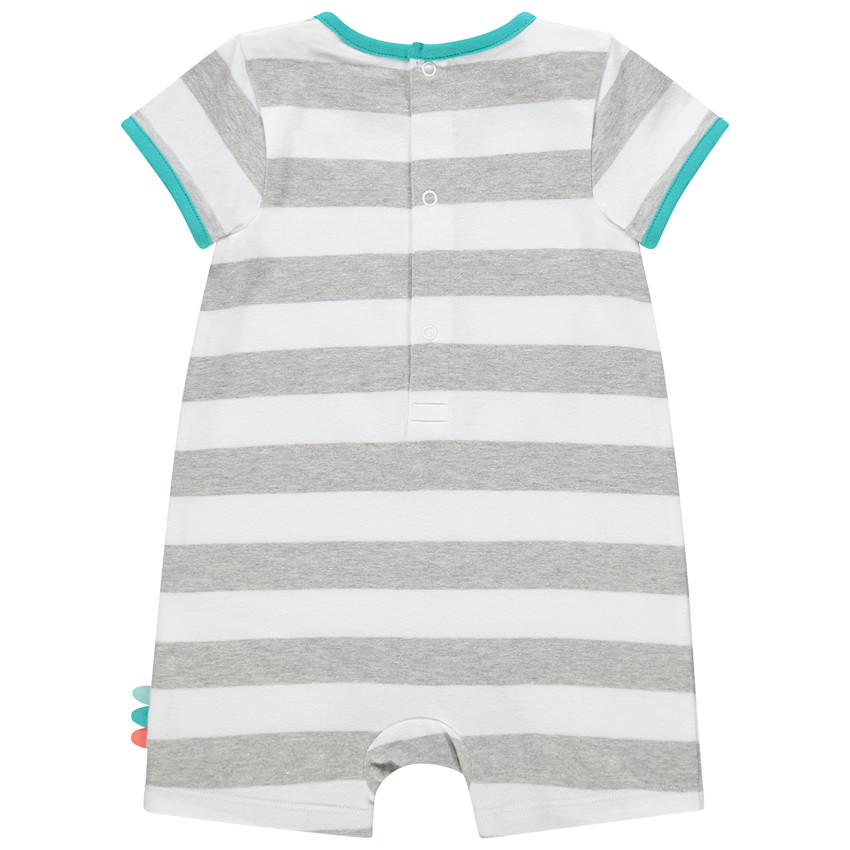 Combinaison courte à rayures et motif dinosaure 