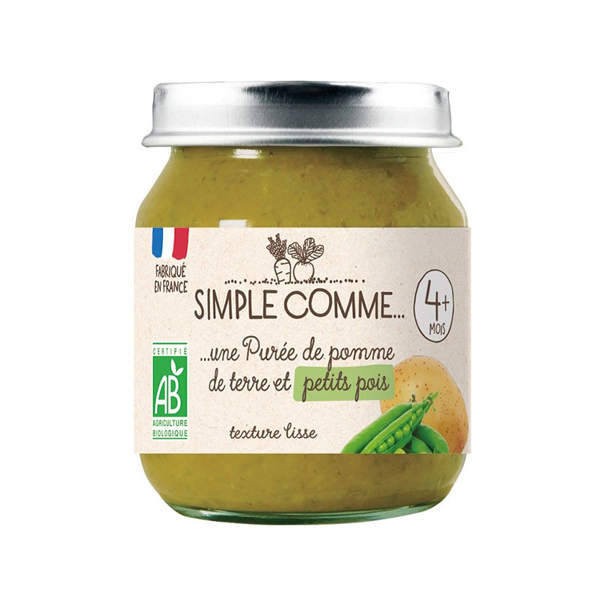Petit pot pomme de terre et petits pois bio 125 g 